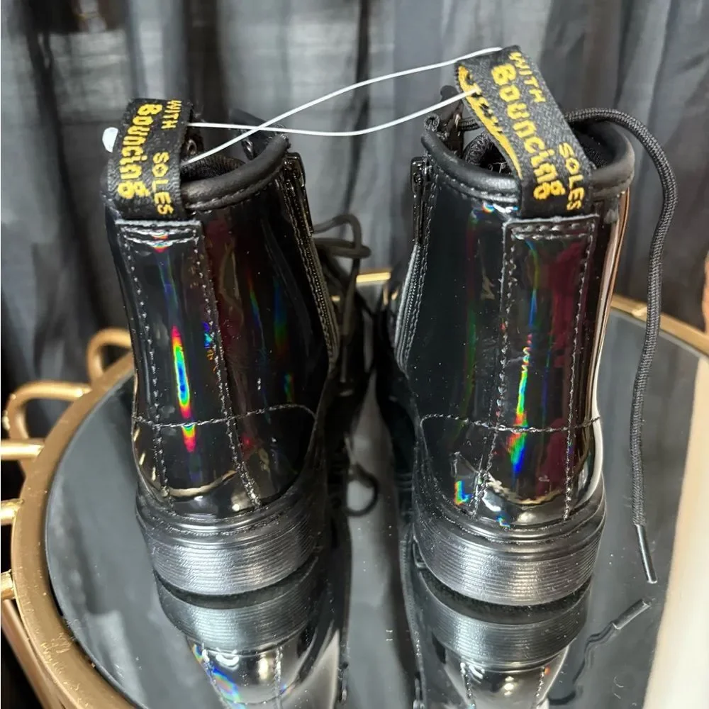 Dr. Martens Junior's 1460 Black Rainbow Patent Leather Boots